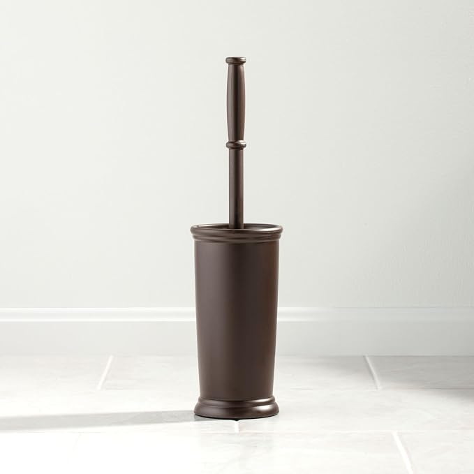 mDesign Metal Freestanding Slim Toilet Bowl Brush and Holder - Image 3