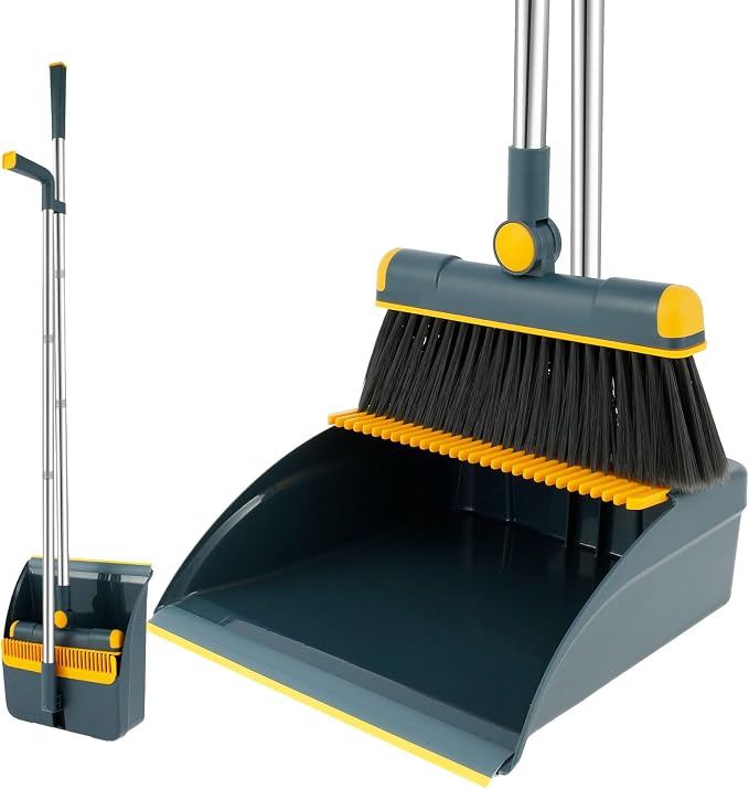 Broom and Dustpan Set for Home, 180° Rotating Broom Combo, Foldable Standing by Unknown