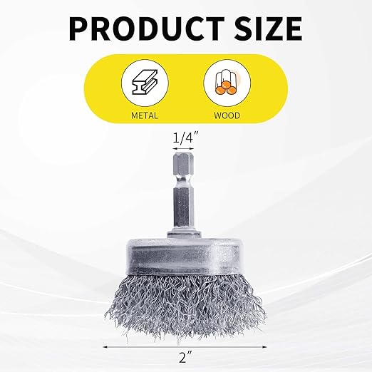 4 Pcs Wire Cup Brush Set for Drill, 1/4 Inch Hex Shank, 0.010 Inch Coarse - Image 2