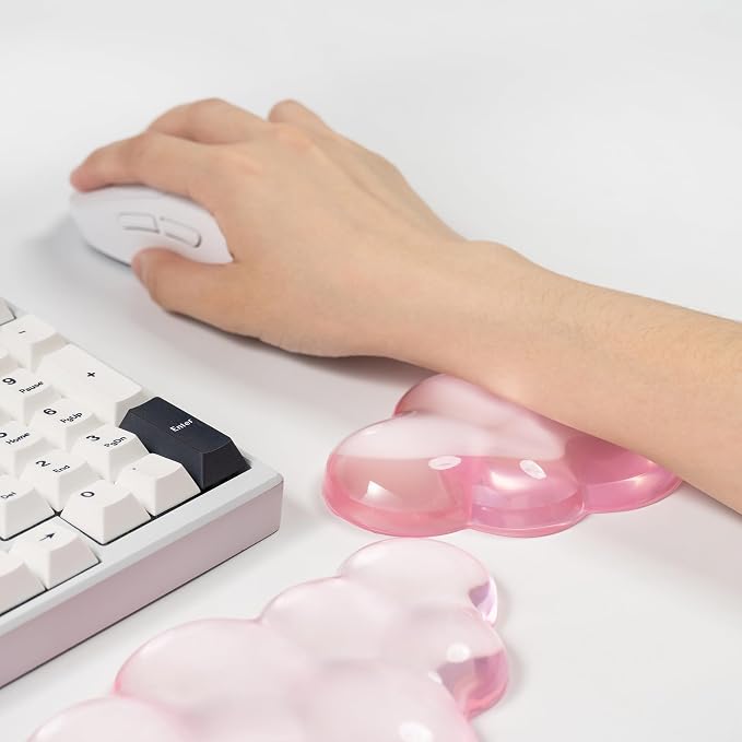 Ergonomic Gel Cloud Keyboard and Mouse Wrist Rest Set – Clear Wrist Rest - Image 5