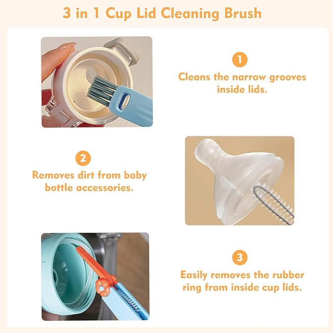 3 in 1 Cup Lid Cleaning Brush, Portable Cup Cleaner Brush, Water Bottle Cleaner - Image 3