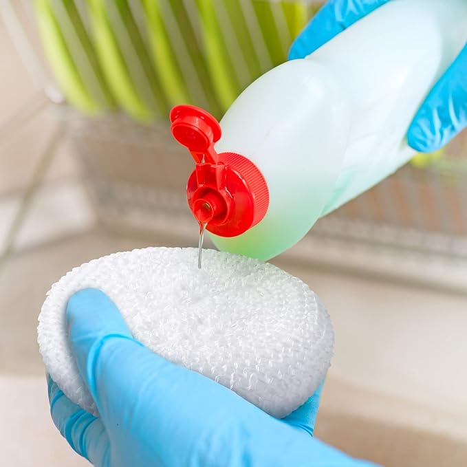 Blulu Plastic Dish Scrubbers for Dishes Pot Round Nylon Pad, Mesh Scouring Non - Image 3