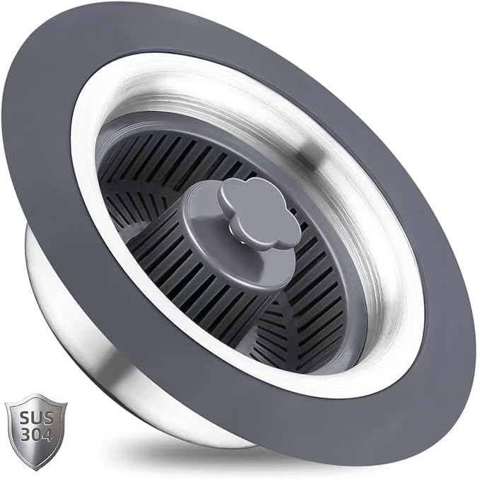 3 in 1 Kitchen Sink Drain Strainer and Stopper Combo, Stainless Steel Pop Up by WSYLEN