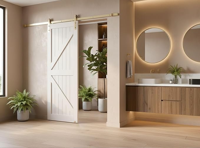 Rio Salto Gold Barn Door Hardware Kit 7ft Length Sliding Door Hardware Luxury - Image 3