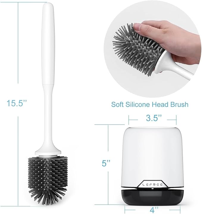 Lefree 3 Pack Silicone Toilet Bowl Brush and Holder Set - Image 5