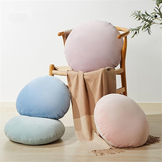 MOJUN Round Throw Pillow, 15.7" Soft Solid Color Home Decorative Round Pillows Sofa Chair Cushion Floor Pillows for Couch Car Living Room Bed, Blue