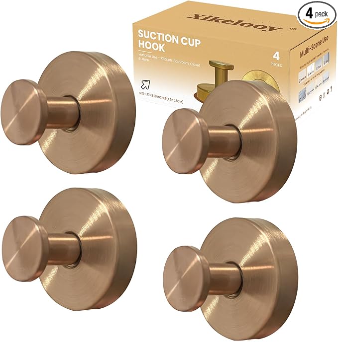 4pcs Suction Cup Hooks for Shower, Shower Towel Suction Hooks, No Drill Towel by Xikelooy