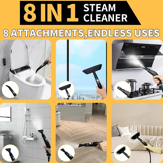 Steam Cleaner, 6 Steam Levels, 42oz Tank & 11 Pieces Accessories, 1500W - Image 5
