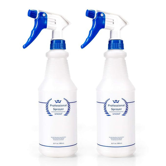 Plastic Spray Bottle 2 Pack, 32 Oz, All-Purpose Heavy Duty Spraying Bottles by Uineko