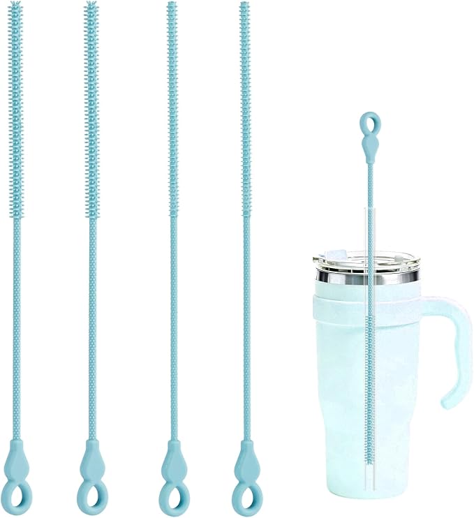 Silicone Straw Cleaner Brush, 4-Piece Reusable Straw Brush Set by Unknown