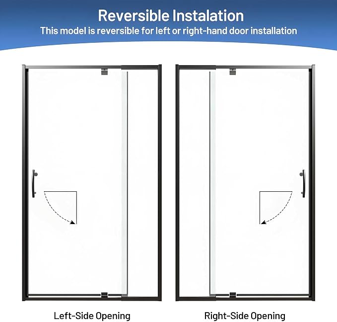 Pivot Glass Shower Door, 38-42" W x 71" H, 1/4" Clear SGCC Tempered Glass - Image 7