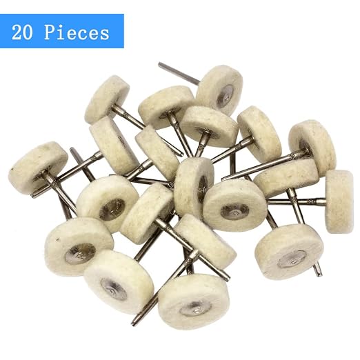 Luo ke 20 Pack Compressed Wool Felt Polishing Wheel 1/8" Mandrel Mounted Wool - Image 5