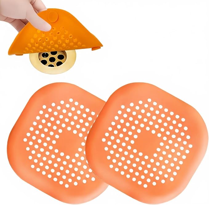 2-piece Silicone Hair Collector, Square Shower Drain Cover by Unknown