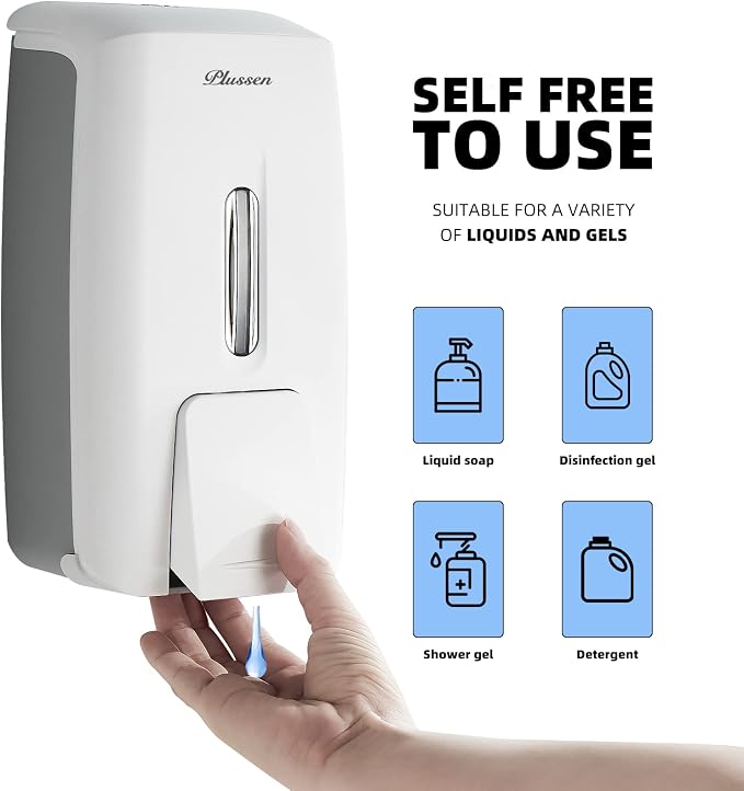 Soap Dispenser Wall Mount Adhesive Commercial Soap Dispenser 800ml No Drill - Image 2
