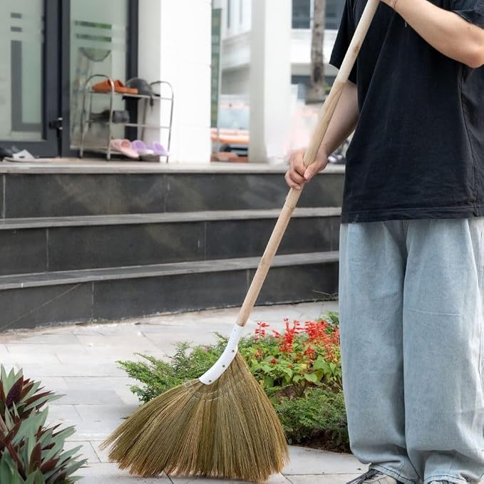 Natural Broom - Indoor Grass Broom - Long Handle Broomstick - Image 7