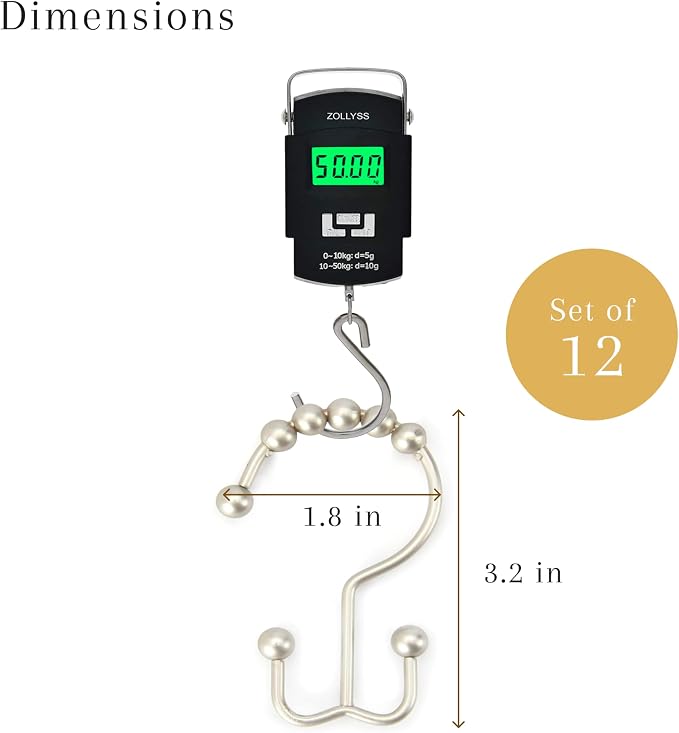 2lbDepot Double Sided Shower Curtain Hooks, Decorative Brushed Nickel Shower - Image 3