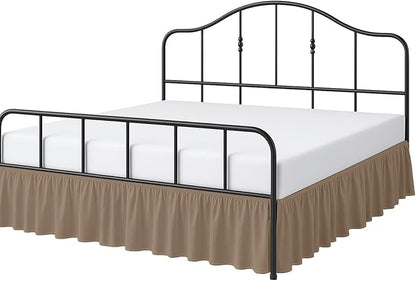Cottington Lane Ruffled Bed Skirt King Size with Split Corner, Brushed Microfiber Hotel Quality Taupe Dust Ruffle, 15 Inch Drop Gathered Bedskirt, Soft and Stylish, Shrinkage and Fade Resistant