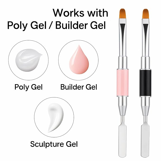 2Pcs Dual-Ended Nail Art Brush and Spatula Set - Image 3