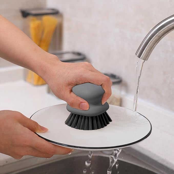 Dish Brush with Handle, Kitchen Scrub Brushes - Image 3