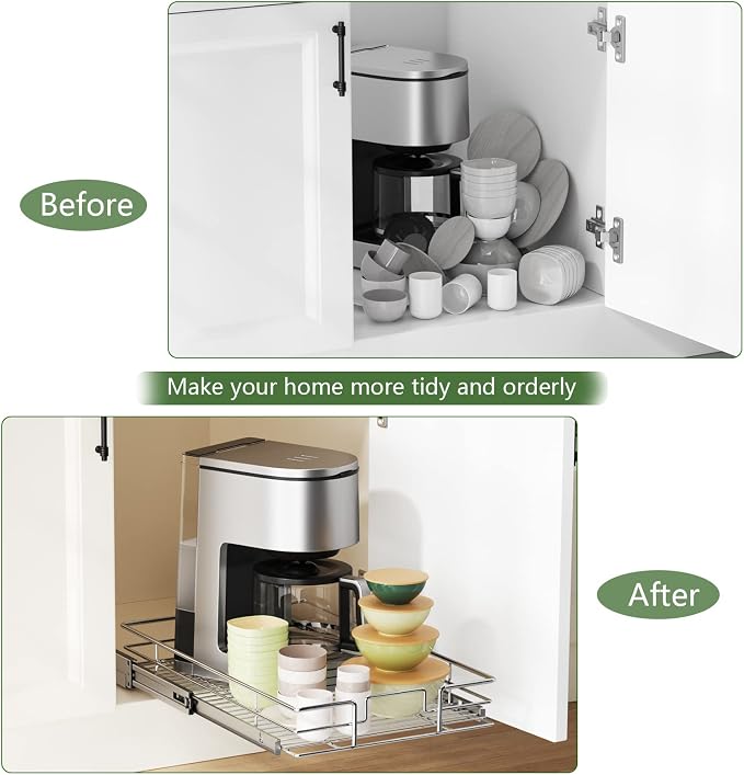 LOVMOR Pull Out Cabinet Organizer 9" W x 21½" D, Kitchen Cabinet Pull Out - Image 7