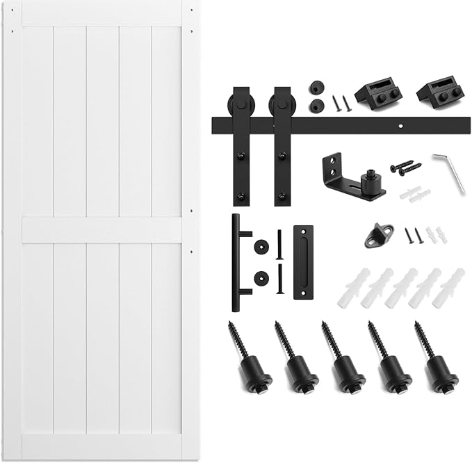 SmartStandard 34 x 84 inch White Sliding MDF Barn Door - Image 6