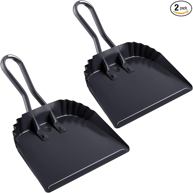Mumufy 2 Pcs 12 Inch Heavy Duty Metal Dustpan, Stainless Steel Large Wide Dust by Mumufy