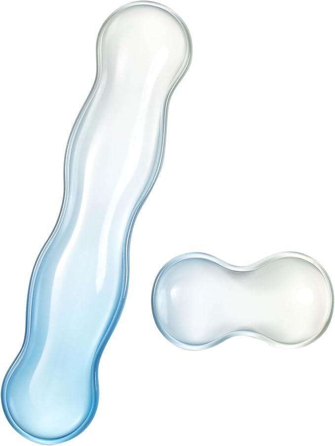 Ergonomic Gel Keyboard and Mouse Wrist Rest Set – Blue Clear Wrist Rest by Sumgsn