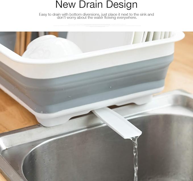 THANSTAR Collapsible Dish Drying Rack Portable Dinnerware Drainer Organizer - Image 5