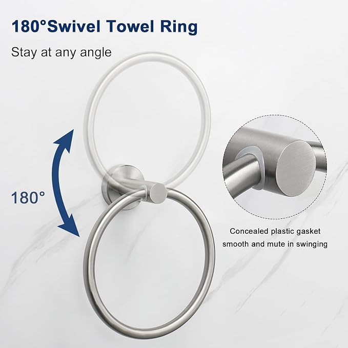 NearMoon 4 Pieces Bath Hardware Set, Include Hand Towel Ring, Toilet Paper - Image 7