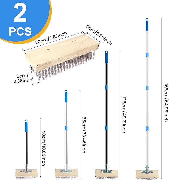 2 Pack Stainless Steel Floor Scrub Brush - Image 2