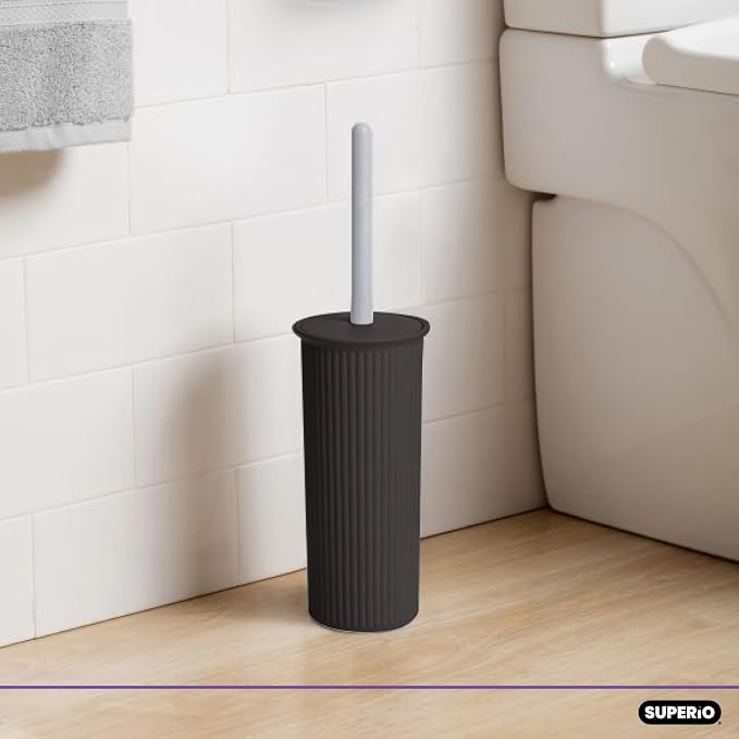 Superio Decorative Plastic Toilet Bowl Brush and Holder Set, Cleaner Scrubber - Image 5