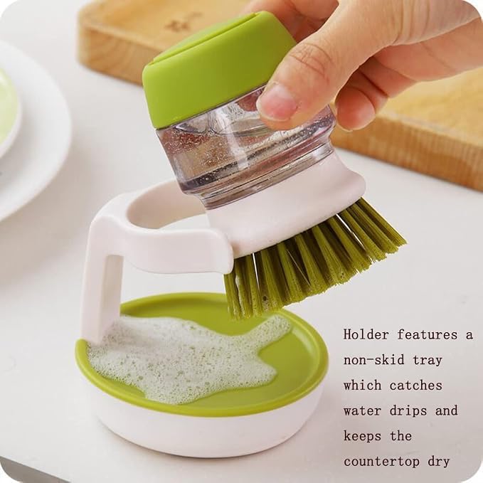 Dish Brush with Soap Dispenser, Dishwashing Kitchen Scrub Brushes Dish Scrubber - Image 4