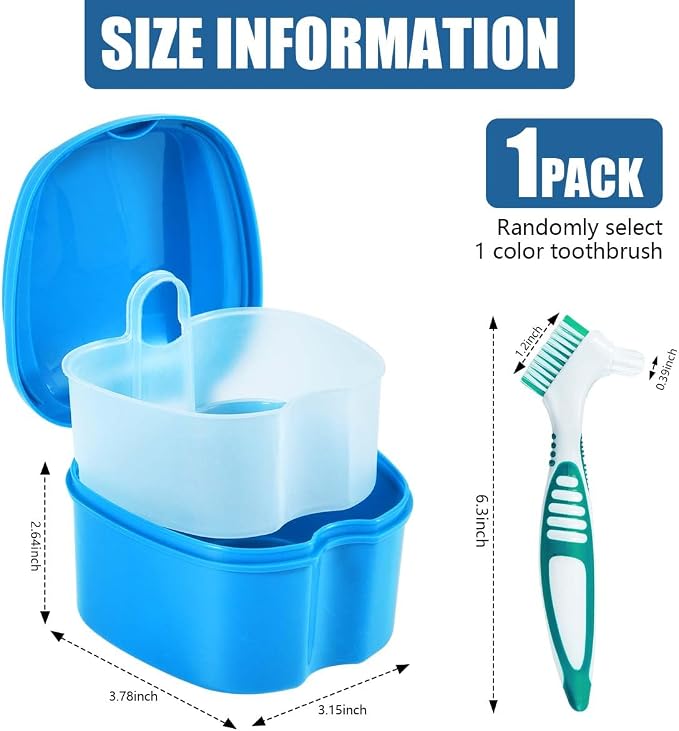 Light Blue Denture Bath Case Cup Box Holder Storage Container - Image 2