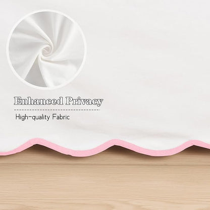 HIG Off-White Chic Full Bed Skirt - Easy Fit Scallop Edge Pleated Bedskirts, 14 Inch Drop Anti-Slip Dust Ruffle, Thick Fabric for Enhanced Privacy, Pre-Washed for Long-Lasting Use(N60022)
