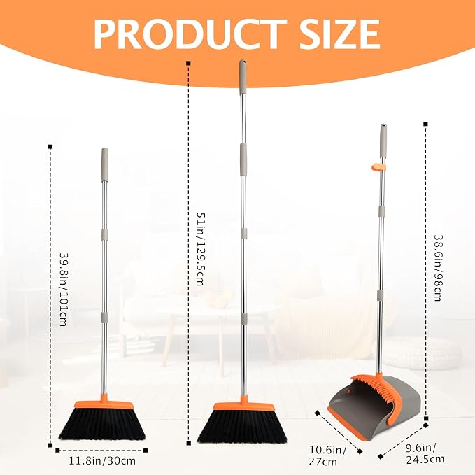 2-Pack Broom and Dustpan Set - Image 2