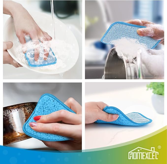 HOMEXCEL 12 Pack Scrub & Wipe Cloths, Scrub Sponges - Image 7
