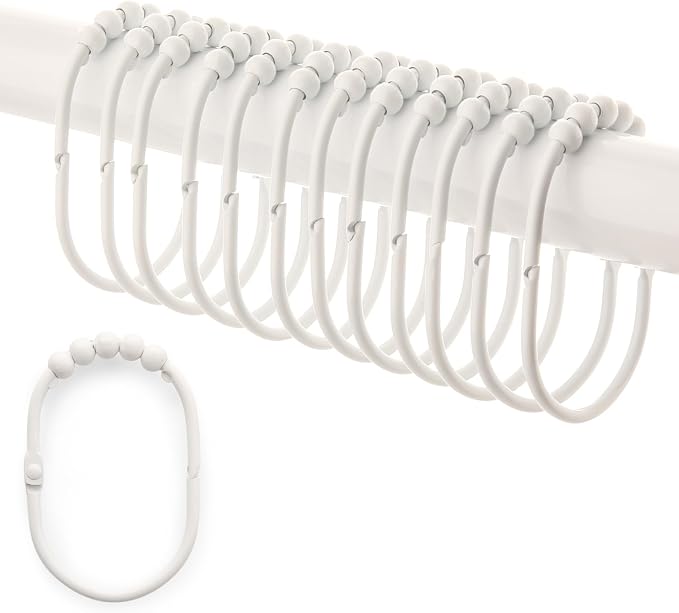 2LB Depot Wide Shower Curtain Rings/Hooks Set, Decorative Polished Chrome Finish by 2LbDepot