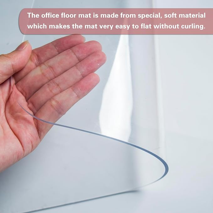 Office Chair Mat for Hardwood Floor, 1/8" Thick 46”x 60” Crystal Clear Hard - Image 6