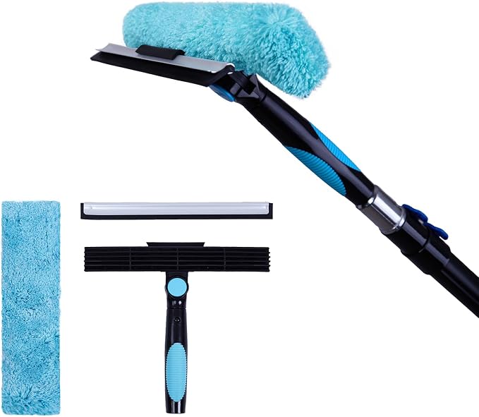 11" Window Squeegee and Microfiber Scrubber 2-in-1 Combo Cleaning Tools - Image 7