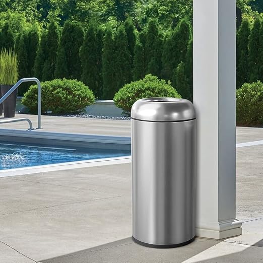 BEAMNOVA 16.5 Gallon Trash Can Black Open Top Large Outdoor Indoor Commercial - Image 8