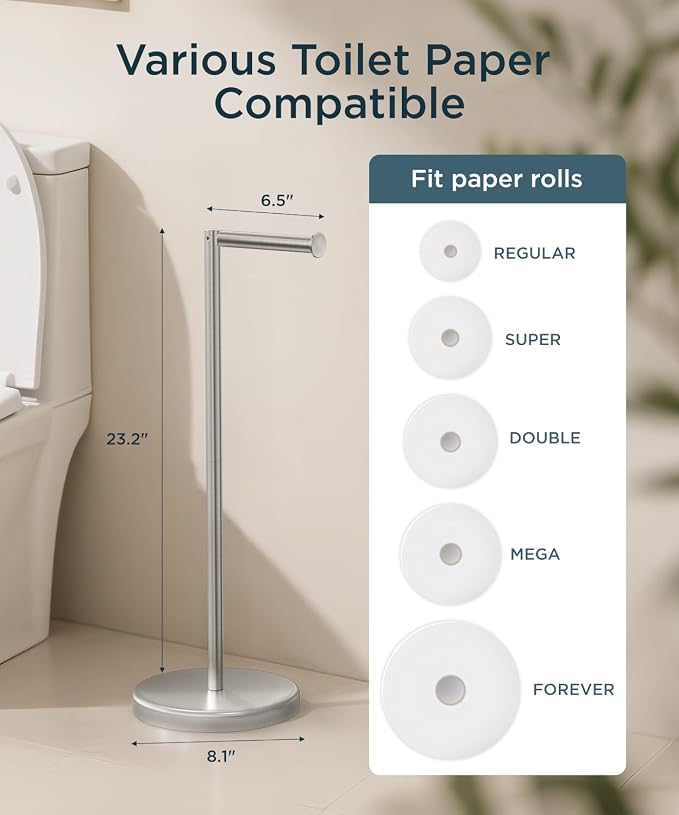 FORIOUS Toilet Paper Holder Stand, Toilet Paper Storage - Image 7