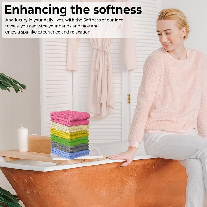 100% Cotton Washcloth Set – Soft, Absorbent Face Towels - Image 5