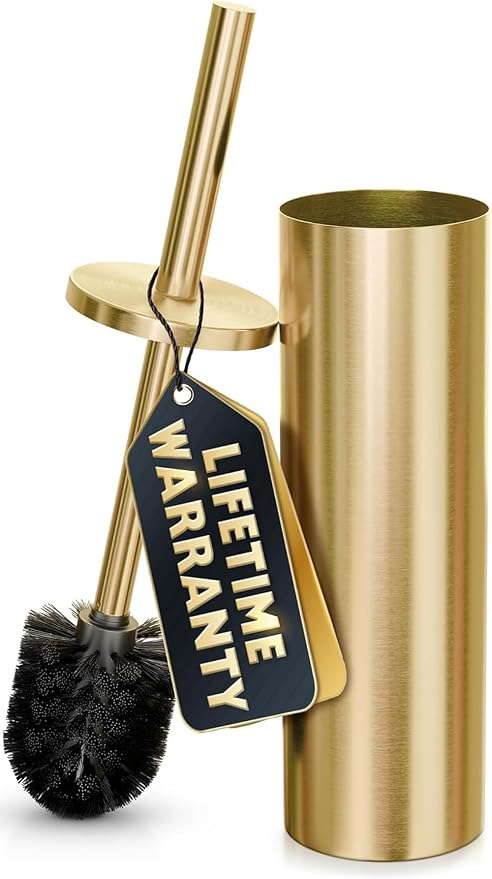 Gold Toilet Brush and Holder Set by Novsix