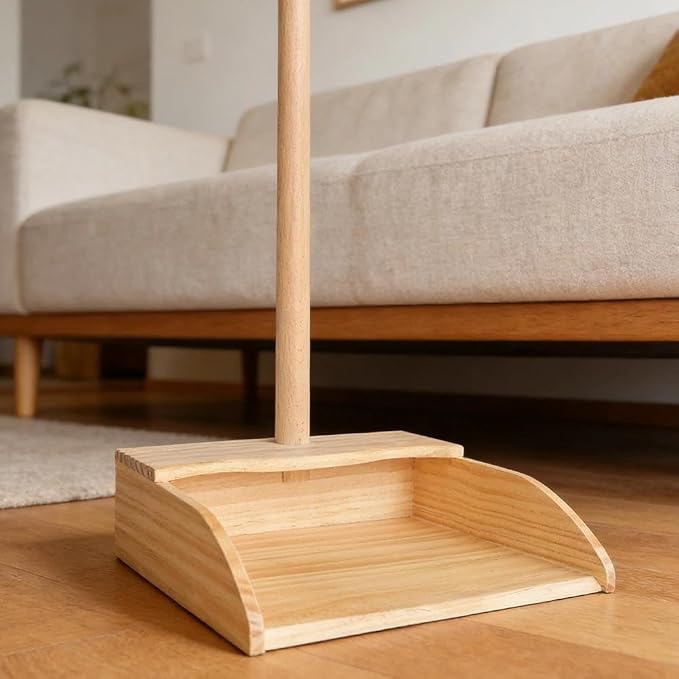 Wooden Dustpan – Long Handle Standing Dust Pan by throw