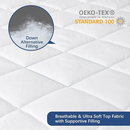 Full XL Mattress Topper Pad Waterproof Mattress Protector, Absorbent Quilted Full XL Mattress Cover with Deep Pocket