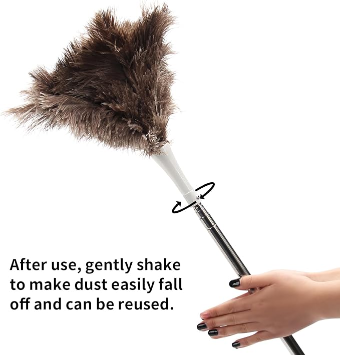 Ostrich Feather Duster Pole 28 to 72 Inch, Extendable Feather Duster Used - Image 5