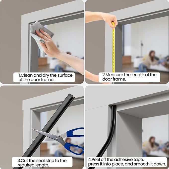 V Shape Foam Weather Stripping Door Frame Seal Strip 2Pcs×26FT Black, Draft - Image 9