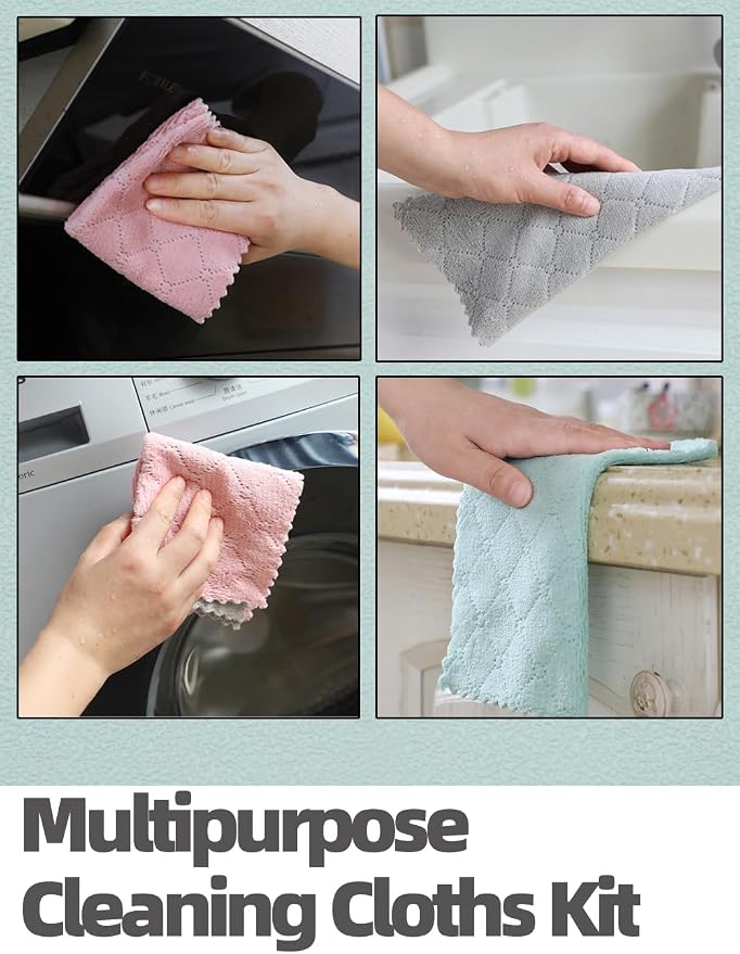 24PCS Kitchen Dishcloth, Microfiber Washcloth, Soft Cleaning Cloths, Coral - Image 7