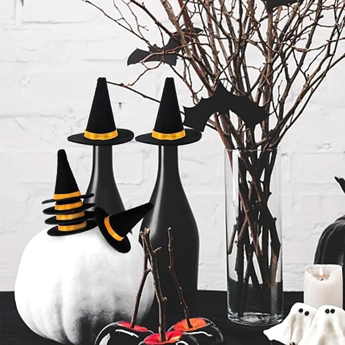 Mini Witch Hats and Mini Broom for Halloween Decorations Wizard Accessory for - Image 2
