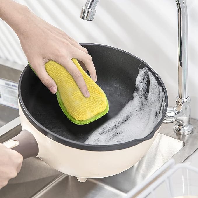 Multi-Purpose Scrub Sponges for Kitchen by SmilePowo Non-Scratch Microfiber - Image 2